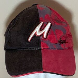 Disney Parks Walt Disney World Mickey “M” Hat Black Red Split Panel